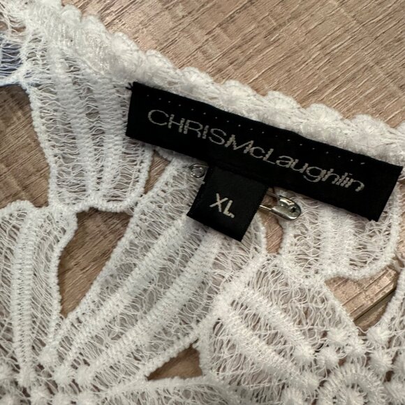 CHRIS MCLAUGHLIN WOMENS XL LACE FLORAL CARDIGAN WHITE - Picture 7 of 10